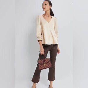 TUCKERNUCK Bone Suede Easton Blouse Small
